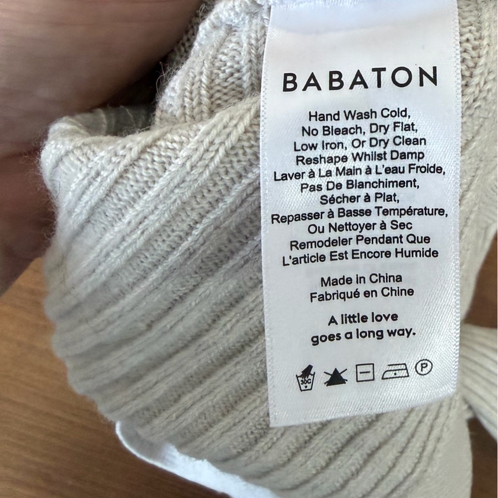 BABATON Aritzia Luc Sweater Ribbed-knit M boatneck flawless smoke and pet free - Picture 7 of 7